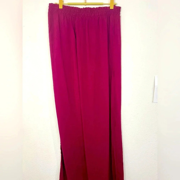 🆕 Ambiance Apparel Burgundy Tie Front Pants - Picture 4 of 6